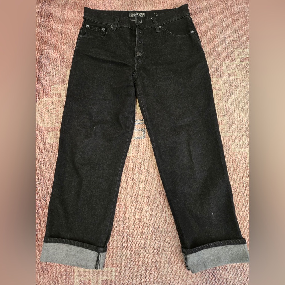 Lucky Brand authentic straight crop in black vintage wash cuffed ankle 8/29